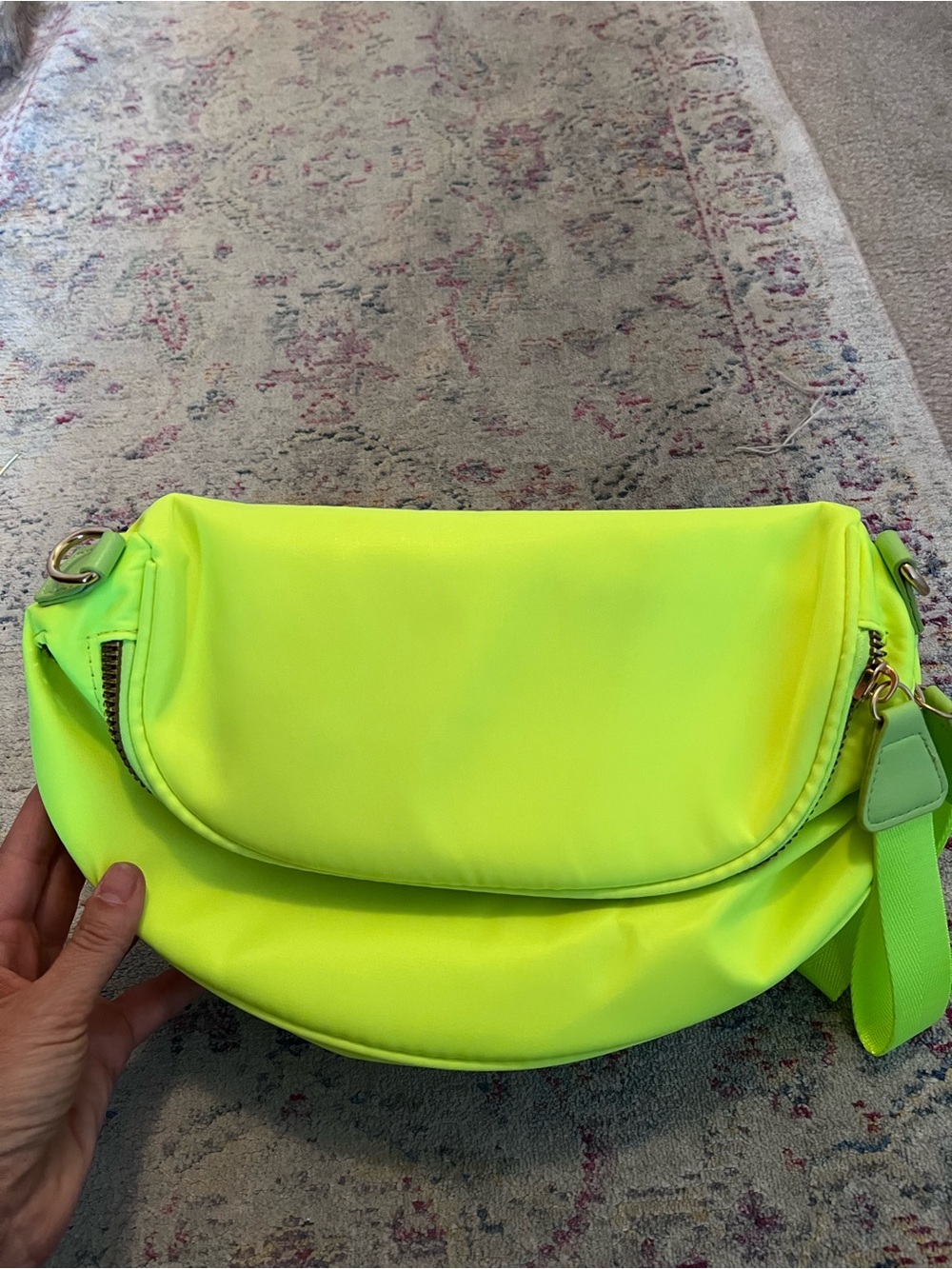 Neon Yellow Crescent Crossbody Shoulder Bag